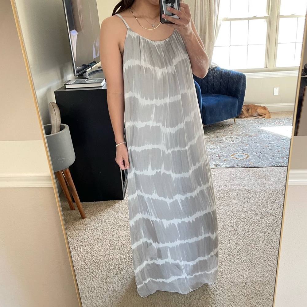 Sofia Made in Italy Silk and Viscose Tie Dye Flowy Maxi Dress